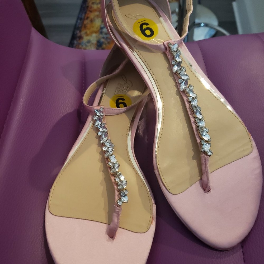 BAGDLEY MISKCHA PINK CRYSTAL THONG SANDALS/NWT